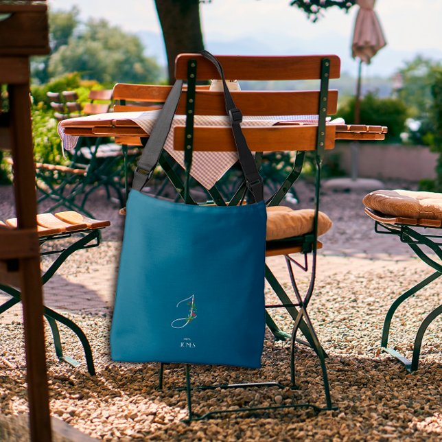 Sac Ajustable Aquarelle monochrome lettre J infirmière bleu fonc (Créateur téléchargé)