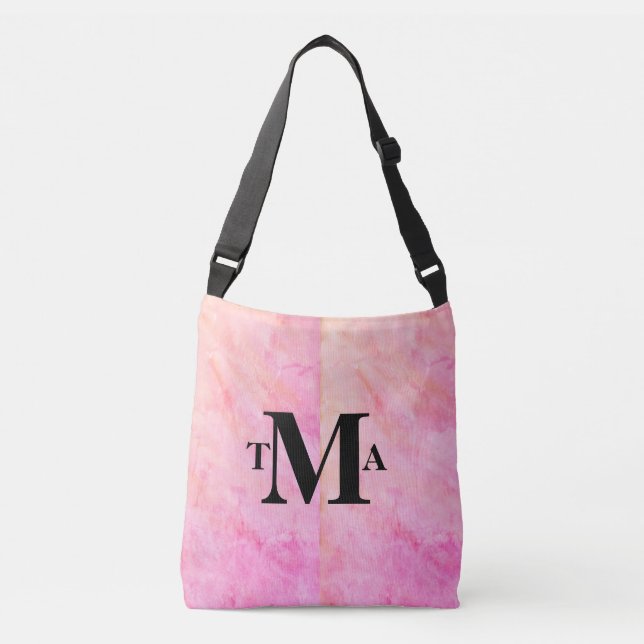 Sac Ajustable Aquarelle rose des initiales du monogramme (Devant)