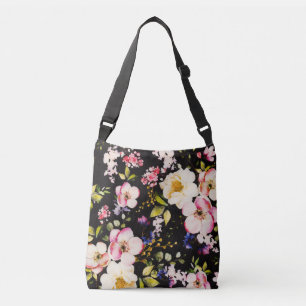 Sac Ajustable Aquarelle rose Roses Jaunes Arrière - plan noir