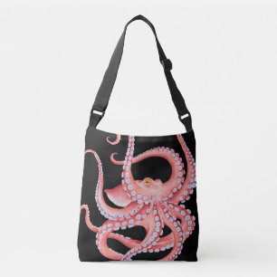 Sac Ajustable Aquarelle rouge octopique en noir
