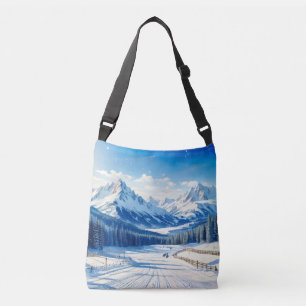 Sac Ajustable aquarelle sports d'hiver neige arrière - plan