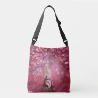 Arbre Abstrait Art rose Feuilles blancs Brown