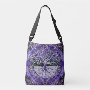 Sac Ajustable Arbre de la vie argenté Yggdrasil sur l'améthyst