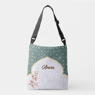 Sac Ajustable Arc Arabesque Élégant Turquoise Profond et Or