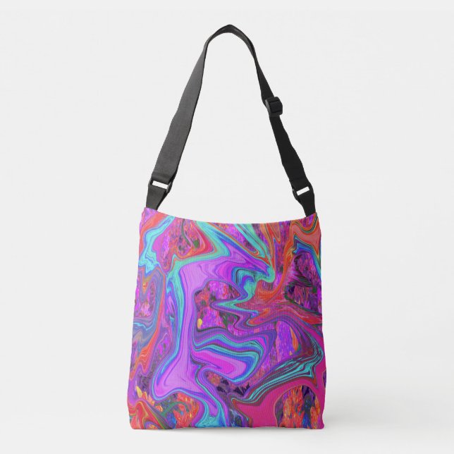 Sac Ajustable Art Abstrait rétro violet, bleu et orange (Devant)