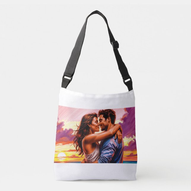 Sac Ajustable bag with romantic print of two lovers (Devant)