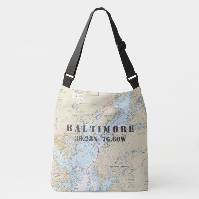 Sac Ajustable Baltimore Maryland Latitude Longitude Nautique (Devant)