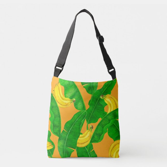 Sac Ajustable Bananes et aquarelle feuille (Devant)