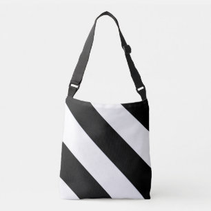 Sac Ajustable Bande large en diagonale noire et blanche classiqu