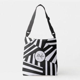 Sac Ajustable Bandes diagonales noires et blanches personnalisée