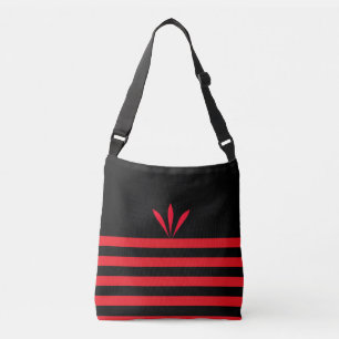 Sac Ajustable Bandes rouges et noires modernes avec plumes rouge