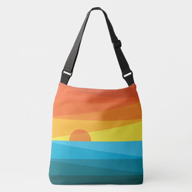 Sac Ajustable Beau coucher de soleil et vagues de mer (Devant)