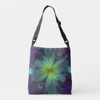 Sac Ajustable Belle fleur bleu-vert de fractale de lis