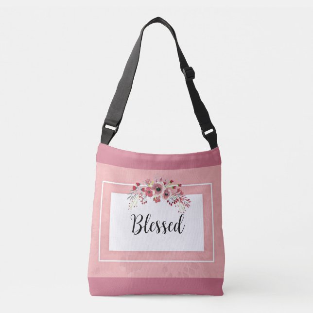Sac Ajustable Bienheureux Pink Floral Pays rose et blanc (Devant)