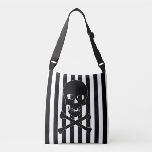 Sac Ajustable black & white striped skull bag
