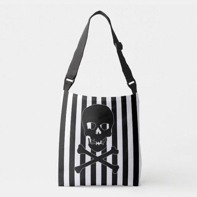 Sac Ajustable black & white striped skull bag (Devant)