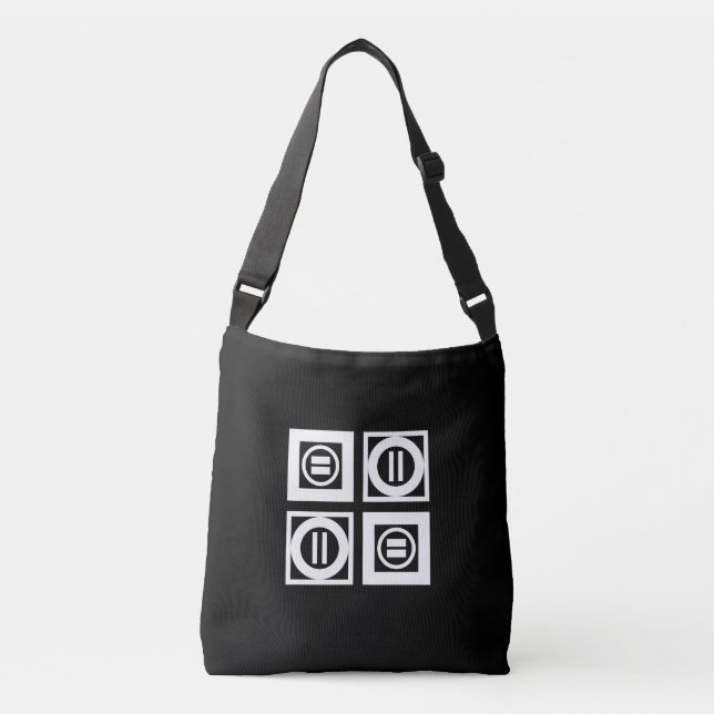 Sac Ajustable Blanc sur noir Géométrique Equal Signal Motif Four (Devant)