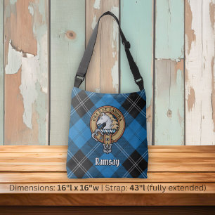 Sac Ajustable Blason du clan Ramsay sur tartan de chasse bleu