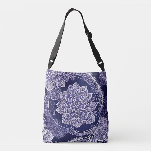 Sac Ajustable Bleu Floral Beauté IA art (Dos)