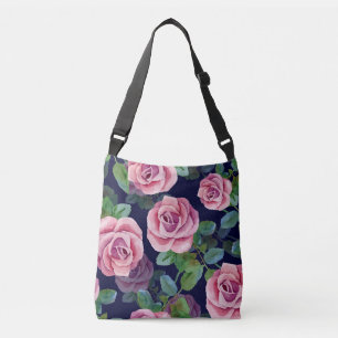 Sac Ajustable Bleu foncé, Roses Roses Rose Aquarelle.