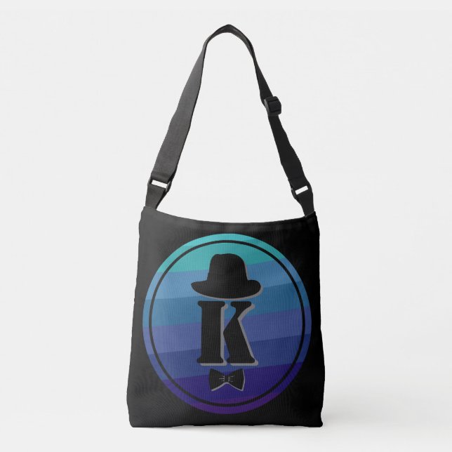Sac Ajustable Blue Ombre Nom Monogramme Initial Pour Hommes (Devant)