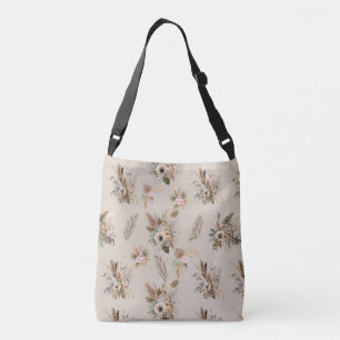 Sac Ajustable Boho beige floral botanique fleurs roses vertes 