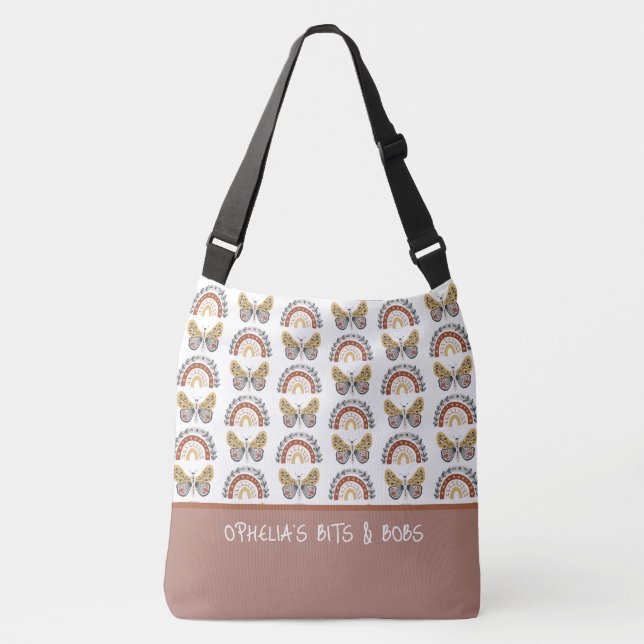 Sac Ajustable Boho Chic Butterfly Rainbow Nom du Motif Baby (Devant)
