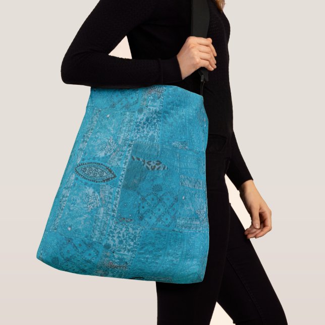 Sac Ajustable Boho Fourre-tout Turquoise (De près)