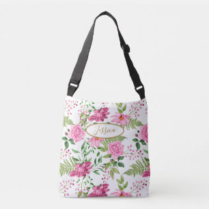 Sac Ajustable Boho Gold Rose Aquarelle Floral Bridesmaid Cadeau