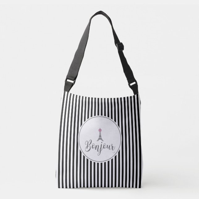 Sac Ajustable Bonjour Tour Eiffel avec arc rose (Devant)