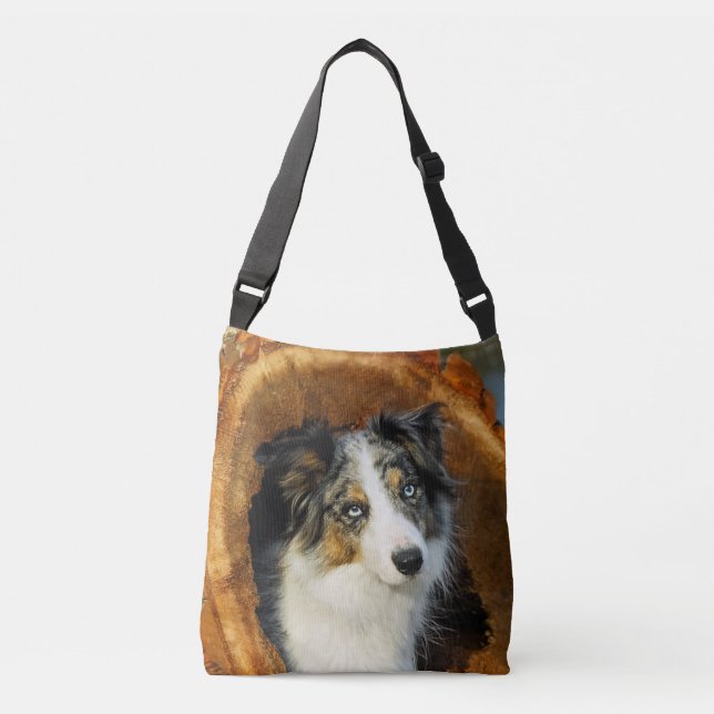 Sac Ajustable Bordure Collie bleu Merle Chien mignonne Portrait  (Devant)