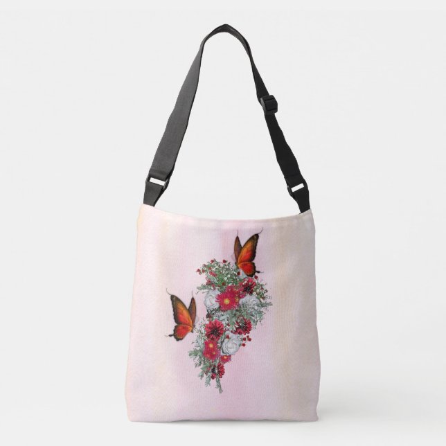 Sac Ajustable Bouquets de roses blanches, bleues et bordeaux (Devant)