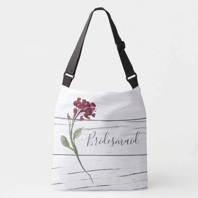 Sac Ajustable Bourgogne Floral Elegant Aquarelle Bridesmaid (Devant)