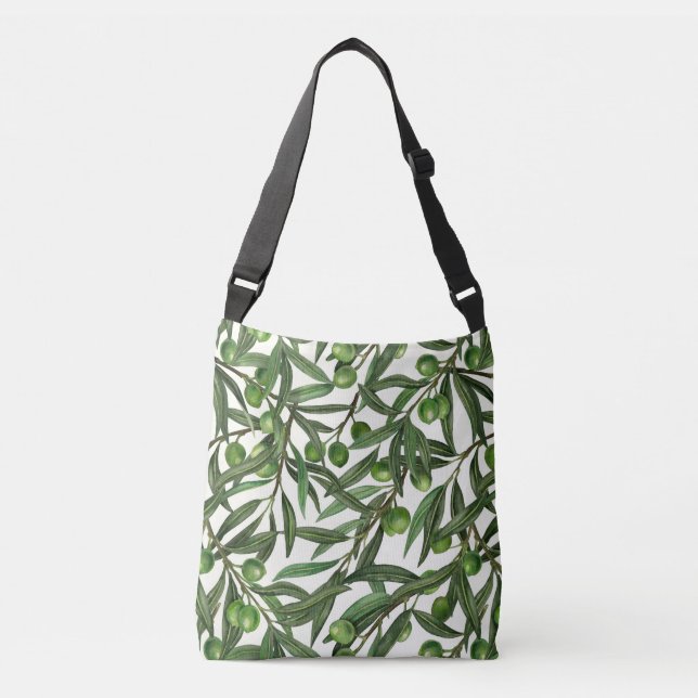 Sac Ajustable Branches d'olive sur blanc (Devant)