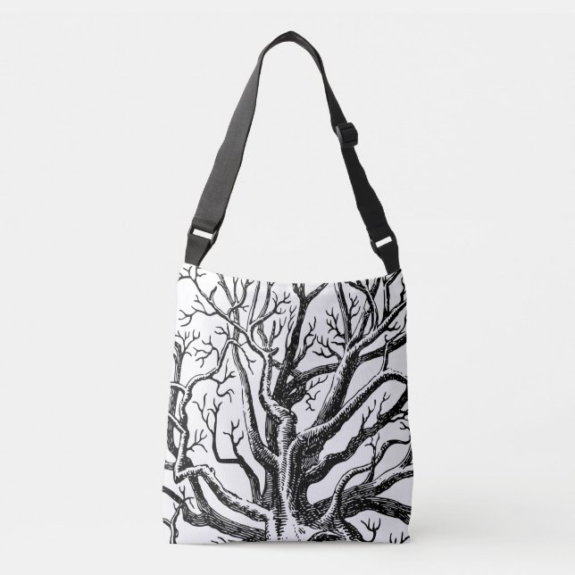 Sac Ajustable Branches rustiques Abstraites en noir et blanc (Devant)