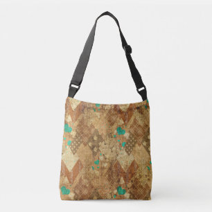 Sac Ajustable Brown Grunge Quilt Stars Coeurs