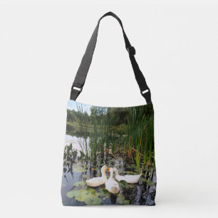 Sac Ajustable Canards blancs, caleçons, cattails, lac