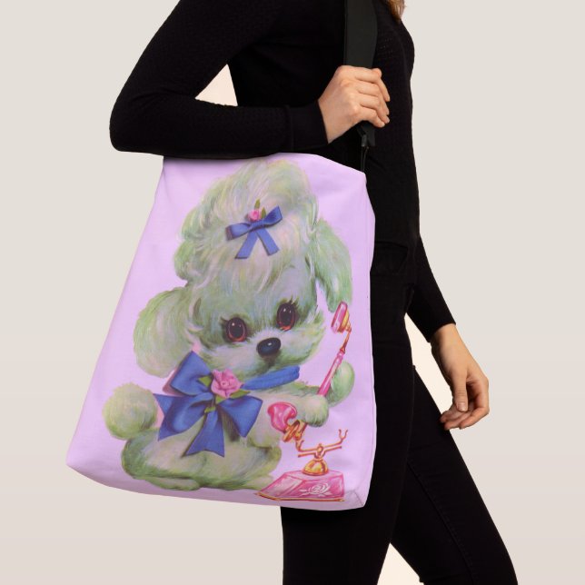Sac Ajustable caniche mignon avec téléphone rose (De près)