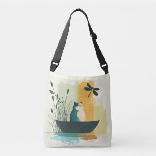 Sac Ajustable Canot de chat blanc minimaliste Abstrait Lake Chub