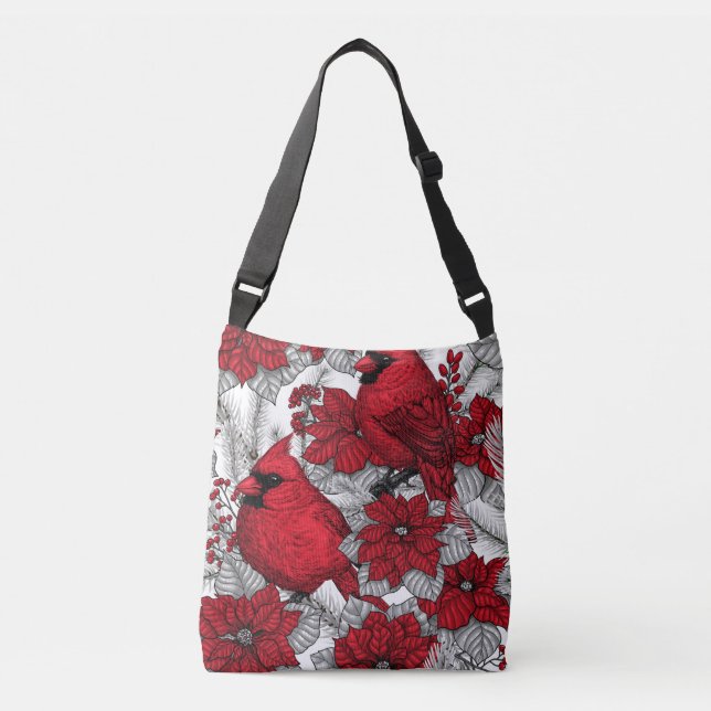 Sac Ajustable Cardinaux et poinsettia en rouge et blanc (Devant)