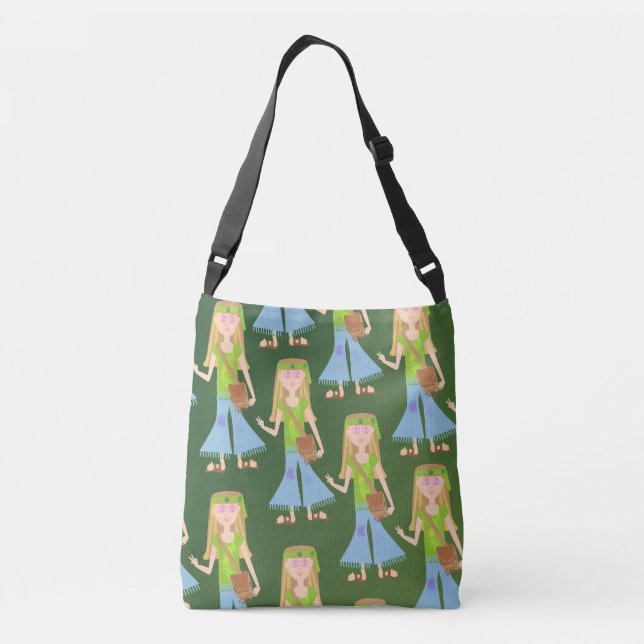 Sac Ajustable Caricature de fille hippie adorable Motif rétro (Dos)