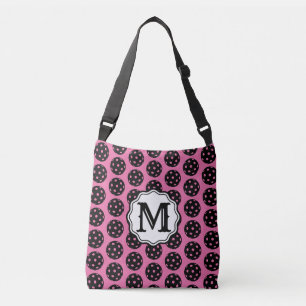 Sac Ajustable Carnation Pink et noir Monogramme Pickleball Cross