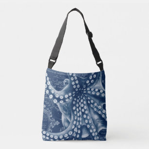 Sac Ajustable Carte Vintage de poulpe bleue Chic