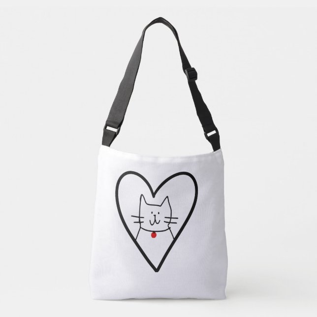Sac Ajustable Cat in Heart Doodle  (Devant)