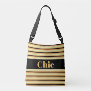 Sac Ajustable Ceinture noire chic sur rayures dorées