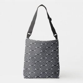 Sac Ajustable Cercles en spirale noire sur gris argent rapide