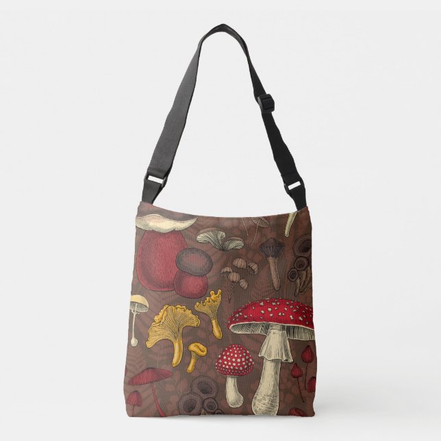 Sac Ajustable Champignons sauvages sur brun (Devant)