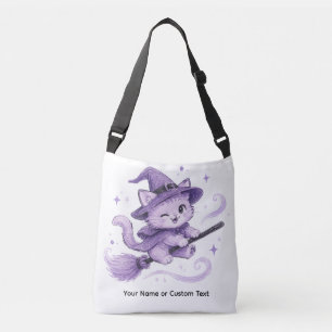Sac Ajustable Charmante sorcière chat violet sur balai Halloween