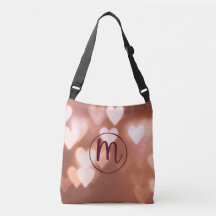 Charming Soft Blush Heart Bokeh Monogramme