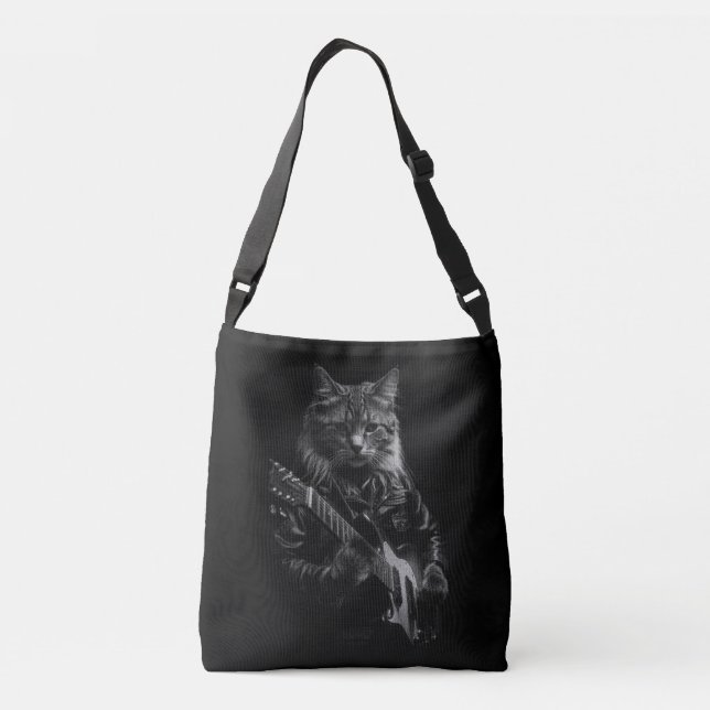 Sac Ajustable Chat avec cuir Veste jouant guitare électrique (Dos)
